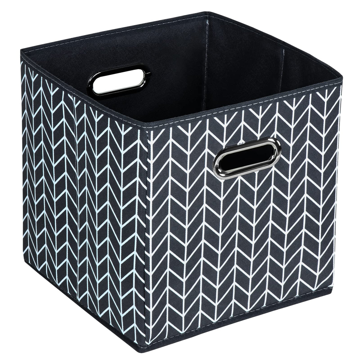 Black Foldable Storage Cubes Bins , Fabric Storage Box Cubes Organizer Baskets with Dual Handles for Home Organizer (Black)