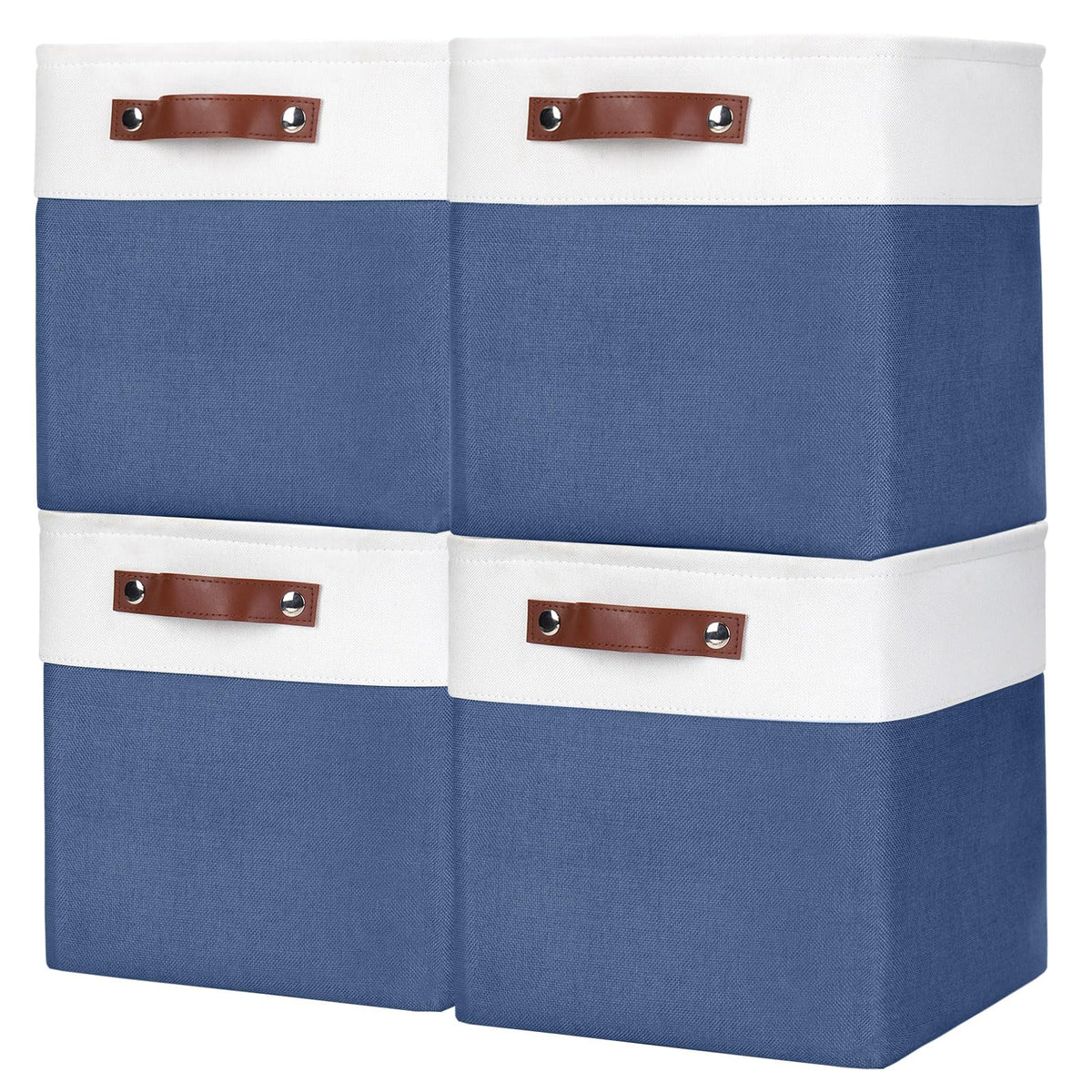 Bagnizer Storage Bins Large Fabric Storage Baskets for Shelves 3 Pack, Decorative Linen Closet Baskets with Handles for Organizing, Shelf, Clothes, Home, Office, 15x11x9.5Inches (Grey&White)