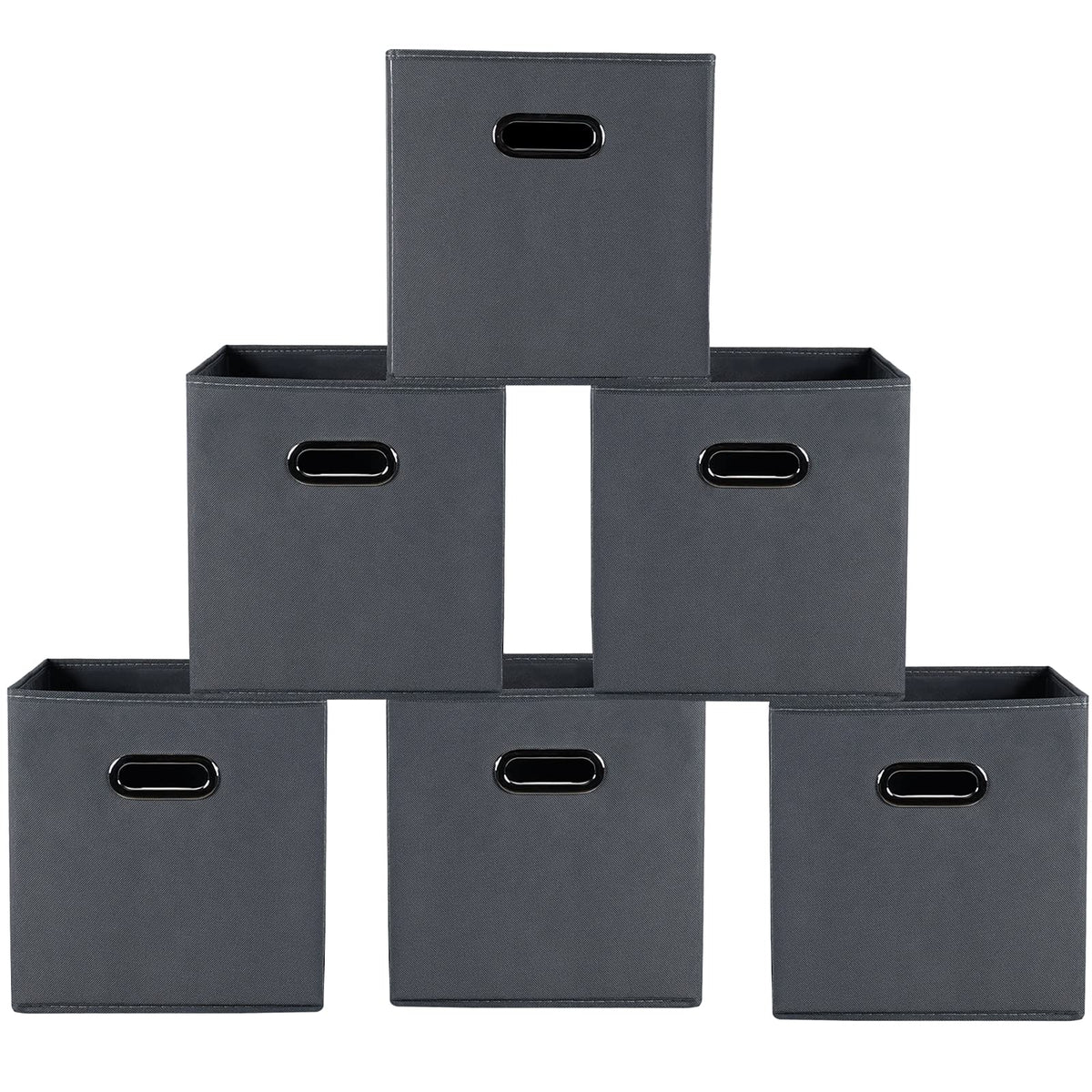 Yunkeeeper storage bins Cubes, Fabric Cube Organizer with Handle, Foldable Cube Bins for Cloth or Accessary Storage, 11x11x11, Set of 3,(Gray)