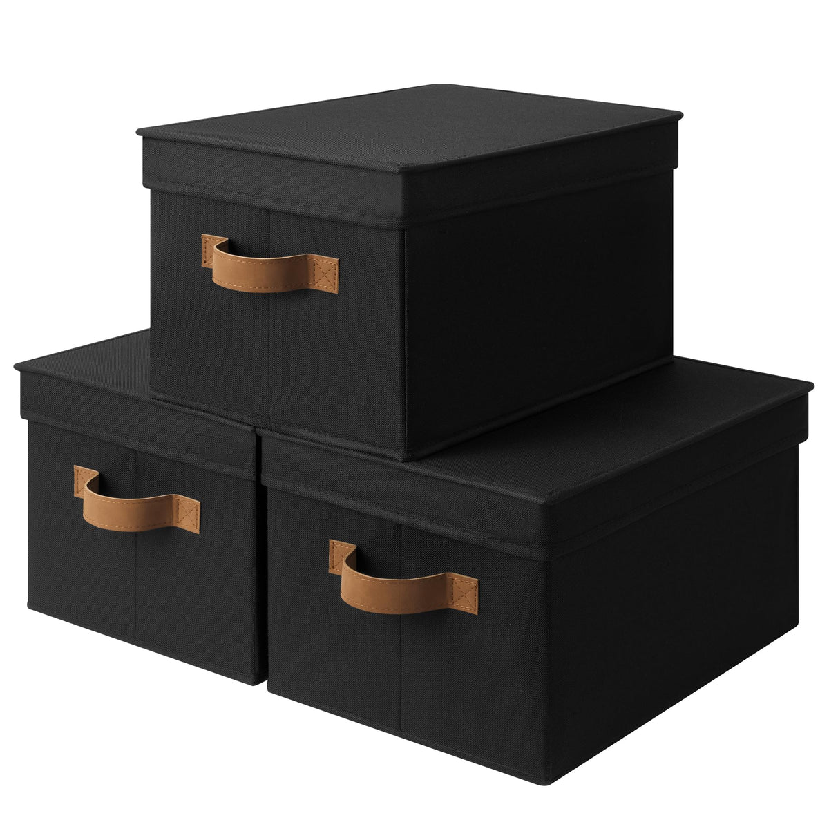 StorageWorks Fabric Storage Bins, Storage Basket with Lid, Closet Bins