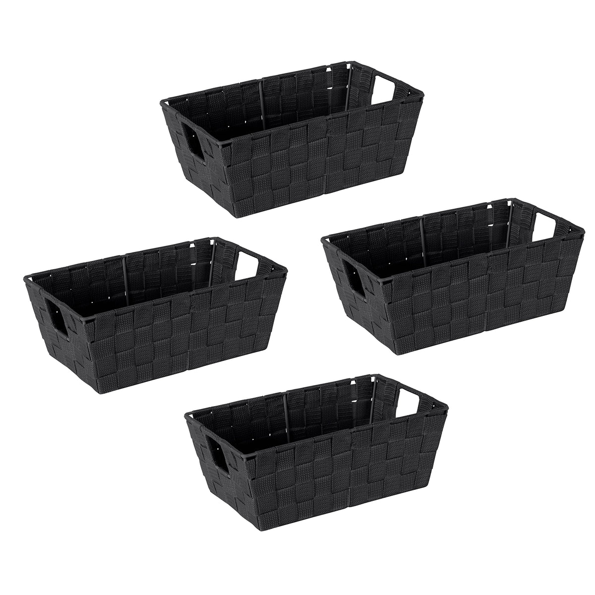 Simplify Medium Woven Strap Tote | Decorative Storage Basket | 2 Handles | Organization | Closet | Bedroom | Bathroom | Nursery | Accessories | Toys | Gifts | 1 Pack | Grey