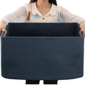 OIAHOMY 75L Large Blanket Basket Woven Cotton Rope Storage Basket Brown