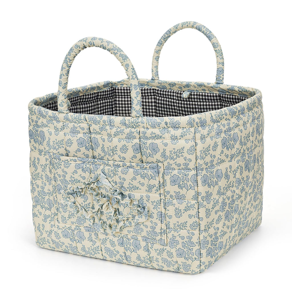 Floral Fabric Storage Basket Car Interior Storage Basket Underwear Sundries Laundry Baskets Supplies Home Organizer Bag (Red plaid)
