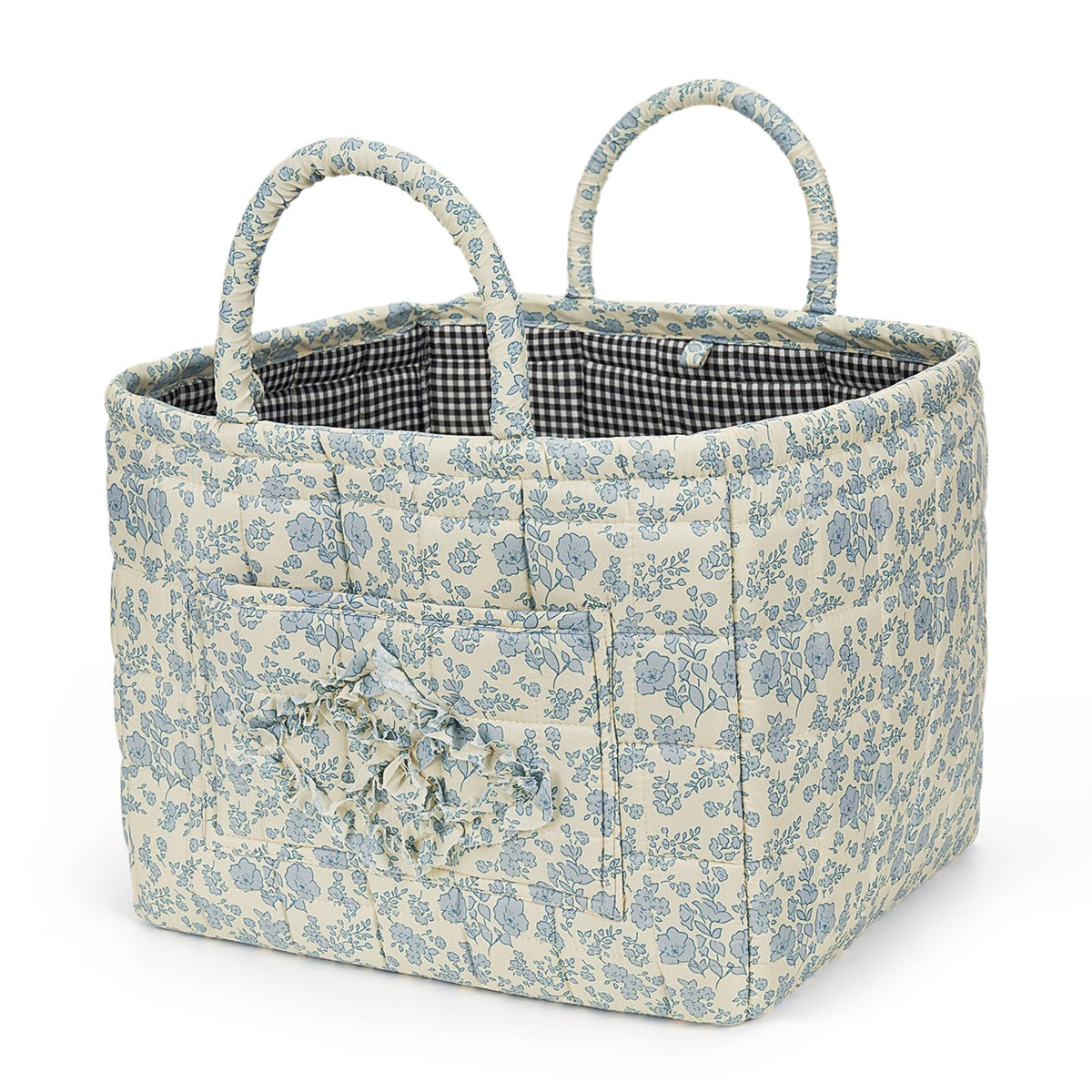 Floral Fabric Storage Basket Car Interior Storage Basket Underwear Sundries Laundry Baskets Supplies Home Organizer Bag (Red plaid)