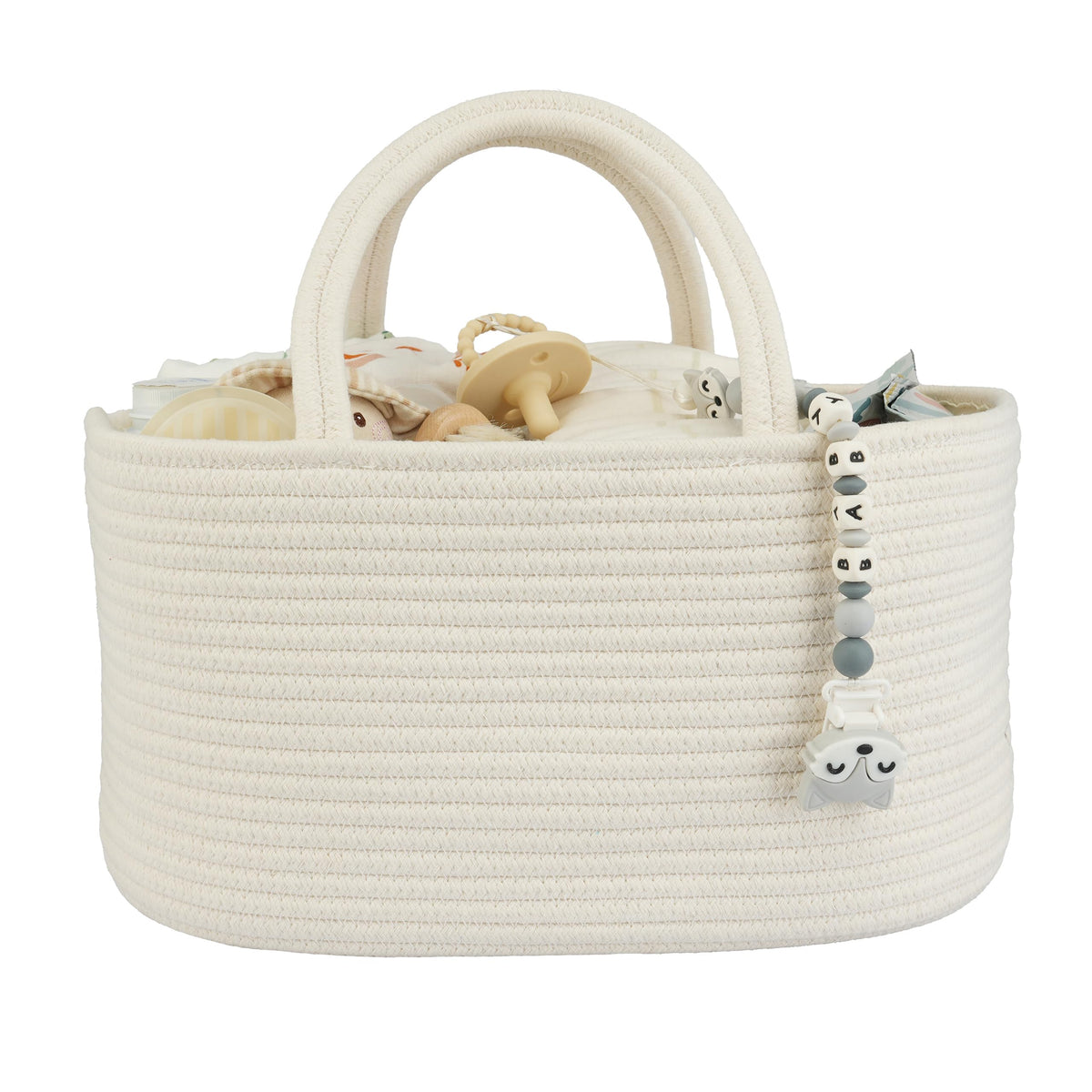 XUANGUO Cotton Rope Baby Diaper Caddy Organizer Basket Light Green
