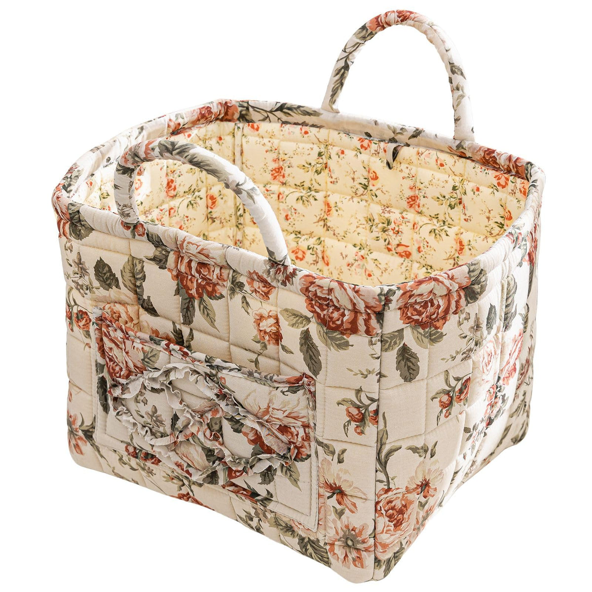 vctops Boho Fabric Quilted Storage Basket for Organizing, Basket Organizer Gift Baskets with Handles, Storage Bins for Toys, Books, Towels, and Clothes, Collapsible Fabric(Pattern F,13"x10.6"x10")