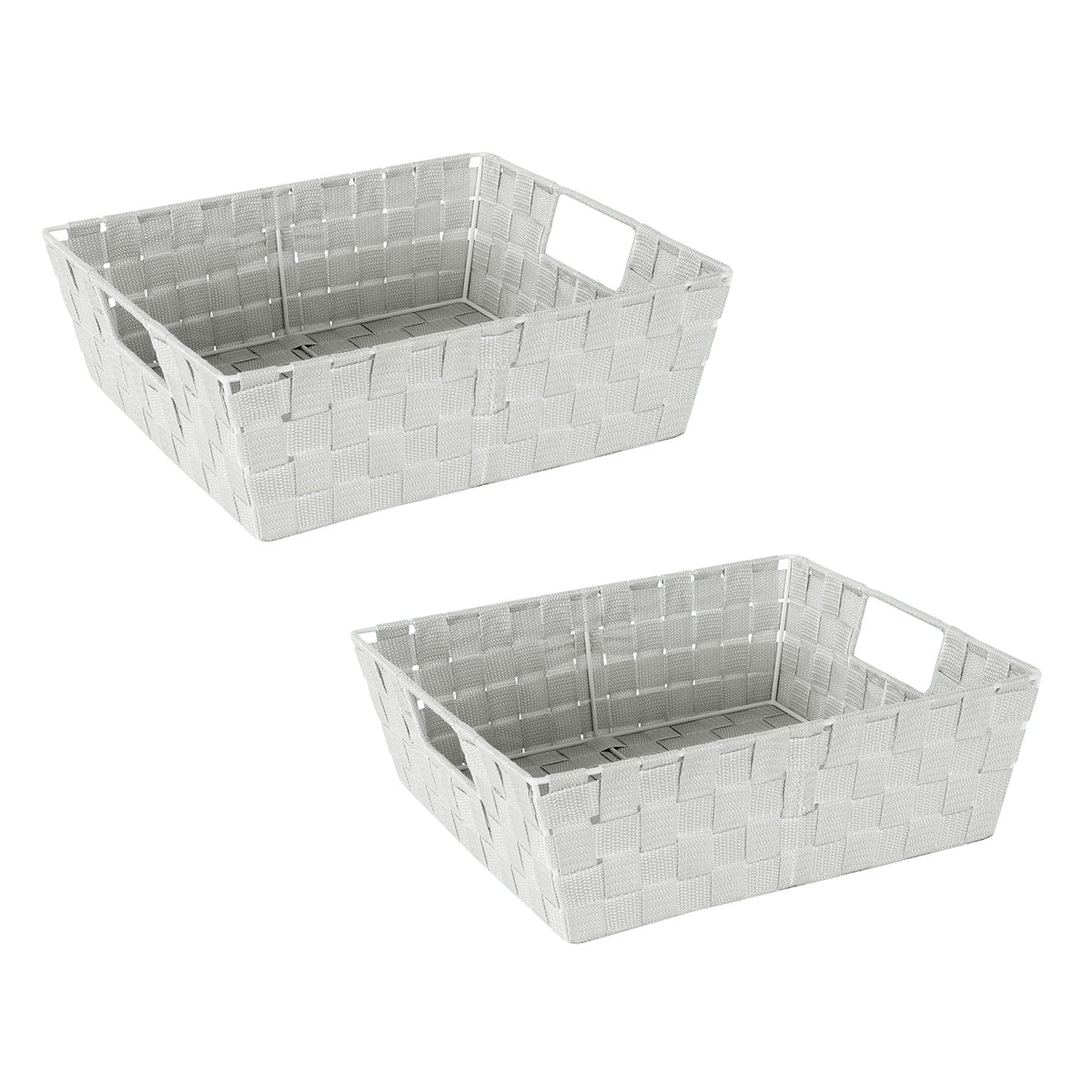 Simplify Medium Woven Strap Tote | Decorative Storage Basket | 2 Handles | Organization | Closet | Bedroom | Bathroom | Nursery | Accessories | Toys | Gifts | 1 Pack | Grey