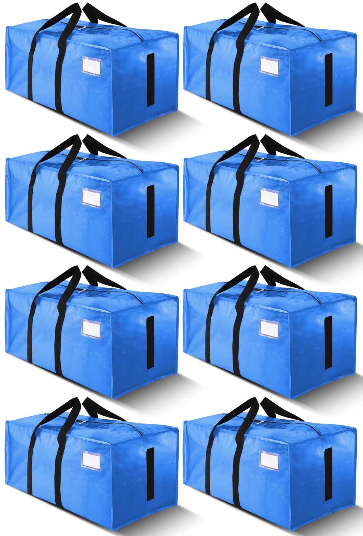 HOMESURE Supports 200lbs Heavy Duty Moving Bags - Strong Zipper & Wrap-Around Handles - Water-Resistant Storage Totes, Durable Alternative to Moving Boxes - 8 Pack - Semi-Transparent