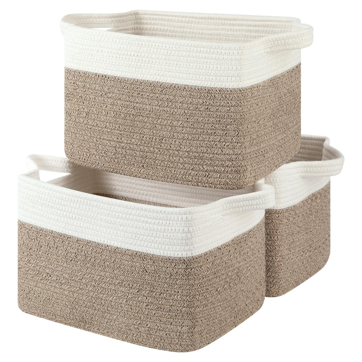 OIASKET Storage Baskets for Organizing, Woven Baskets for Shelves, Rectangle Decorative Organizer for Storage Clothes, Toy, Books, Towels Nursery Bins 3 Pack (Gradient Yellow, 13"x9.85"x8.7")
