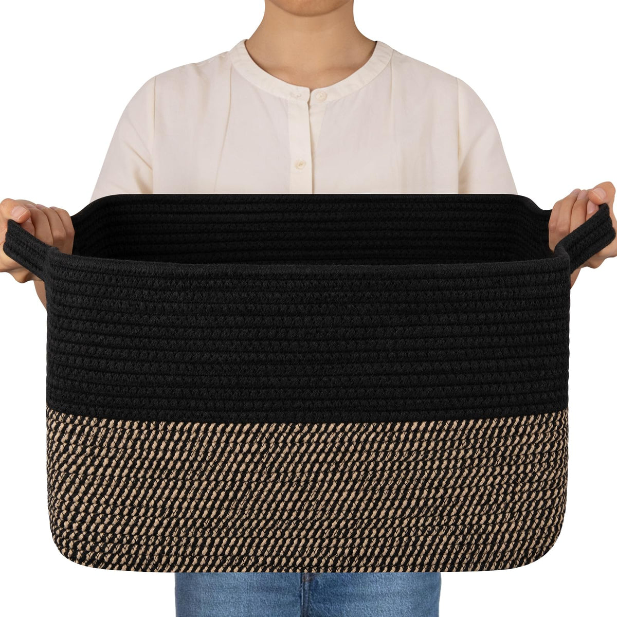 OIAHOMY 30L Woven Storage Basket for Shelves Baskets for Organizing Brown