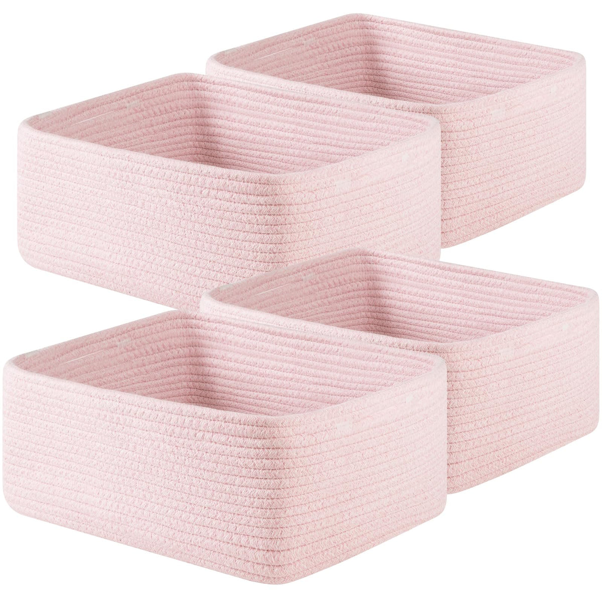 OIAHOMY 4 Pack 14.17 * 11.02 * 6.3IN Storage Baskets for Organizing Shelves, Woven Rope Baskets for Organizing Books, Clothes, Decorative Basket for Living Room, Nursery, Bedroom, Gift Basket, Brown