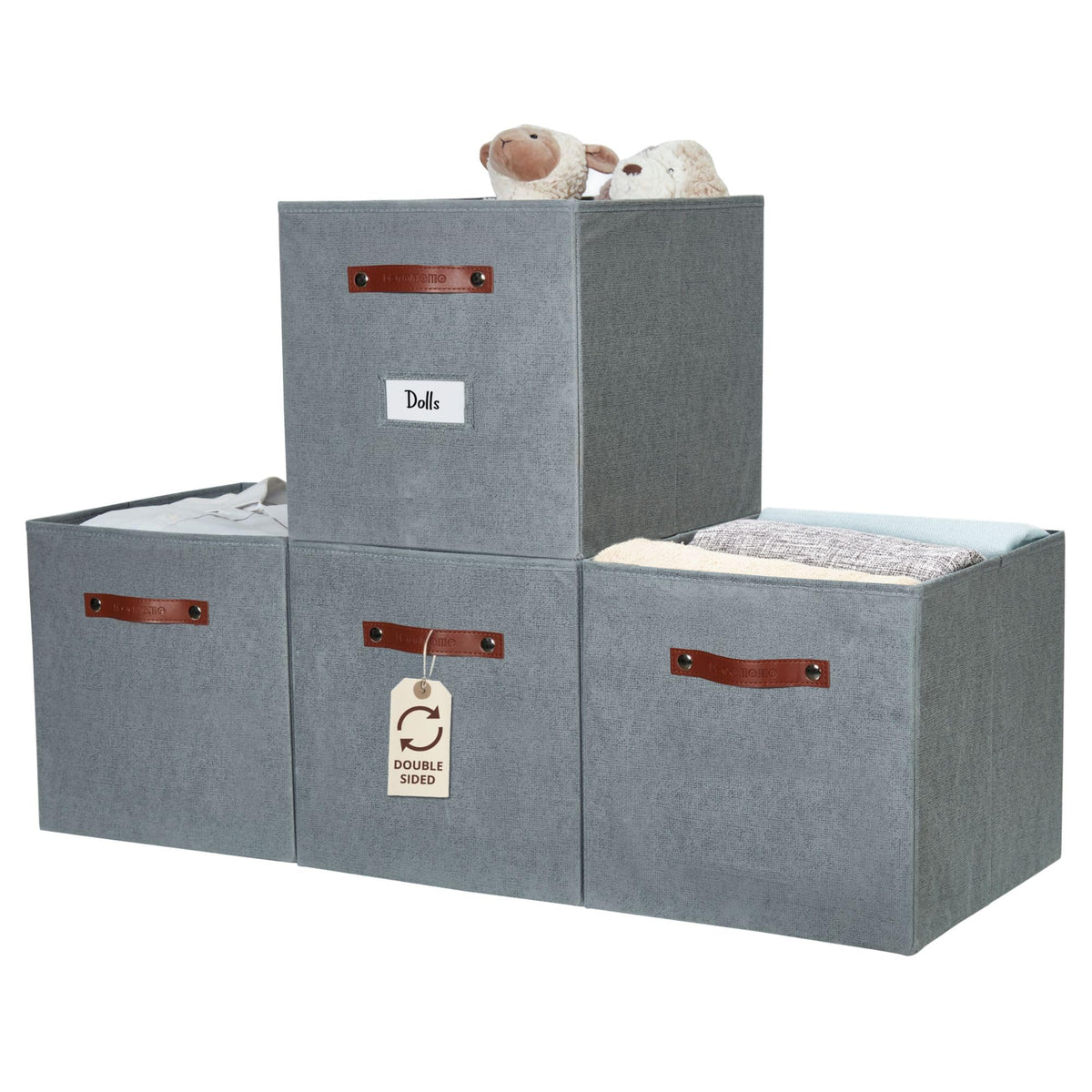 DECOMOMO Storage Bins, Cube Storage Bin with Labels