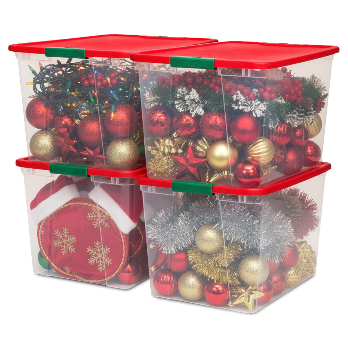 HOMZ Clear Plastic Storage Bin with Secure Latching Gray Lid, 64 Qt, 2 Pack