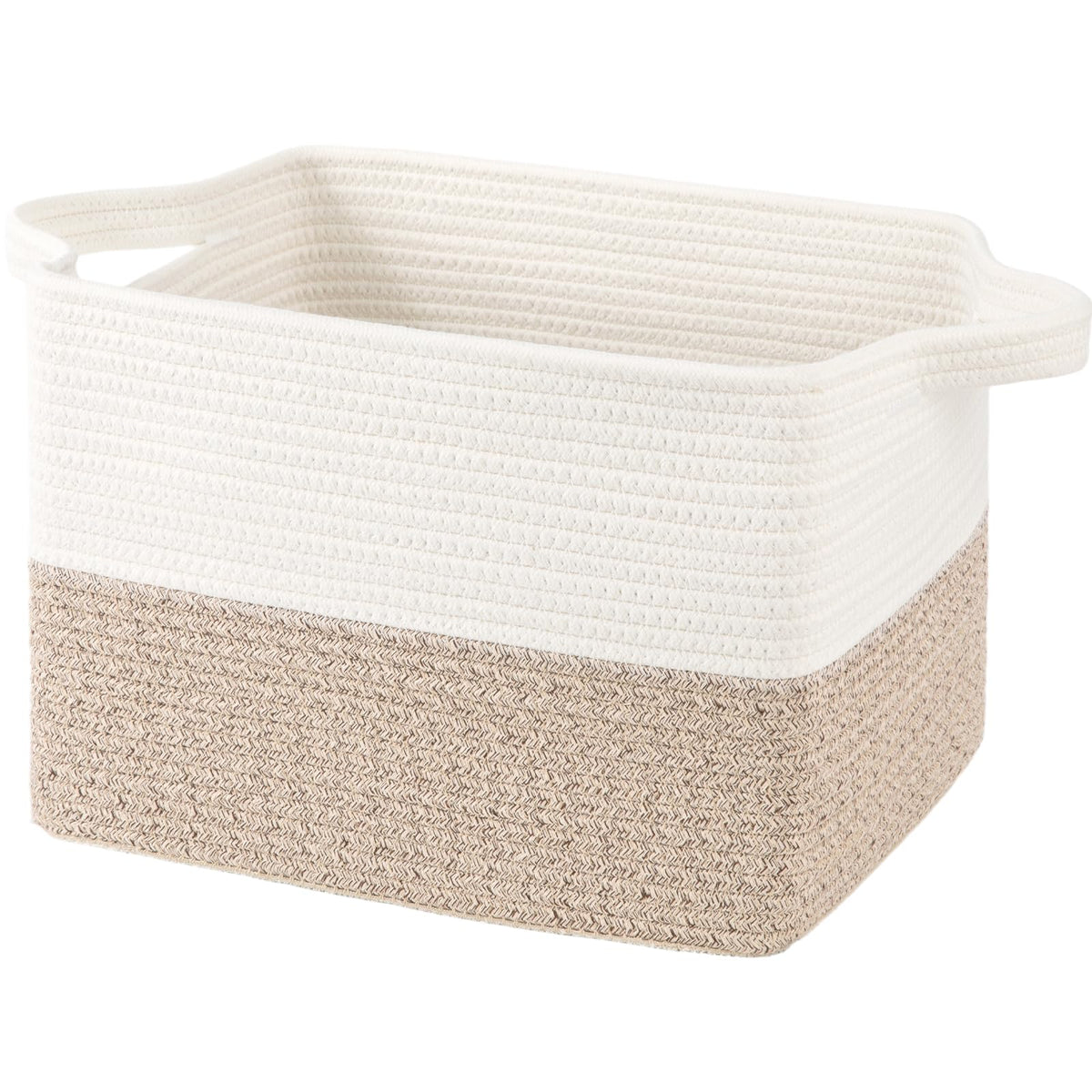 OIAHOMY Woven Storage Basket, Small Baskets for Organizing Brown & White
