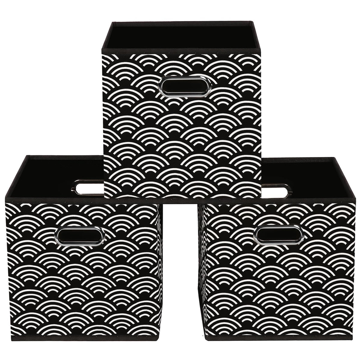 Yunkeeeper storage bins Cubes, Fabric Cube Organizer with Handle, Foldable Cube Bins for Cloth or Accessary Storage, 11x11x11, Set of 3,(Gray)