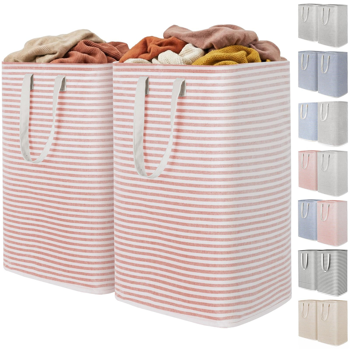 Lifewit 80L Large Laundry Baskets, 2 Pack, Reinforced Handles, Grey