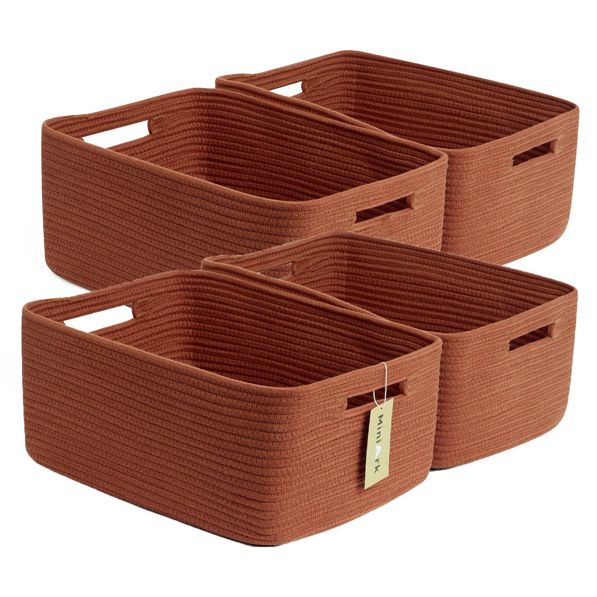 MiniArk Large Storage Baskets for Shelves, 17 x 13 x 7.5” Closet Organizers Bins for Clothes Blanket Towels, Baby Nursery, Toy Baskets Box, Woven Rope Baskets, 2 Packs Gradient Brown