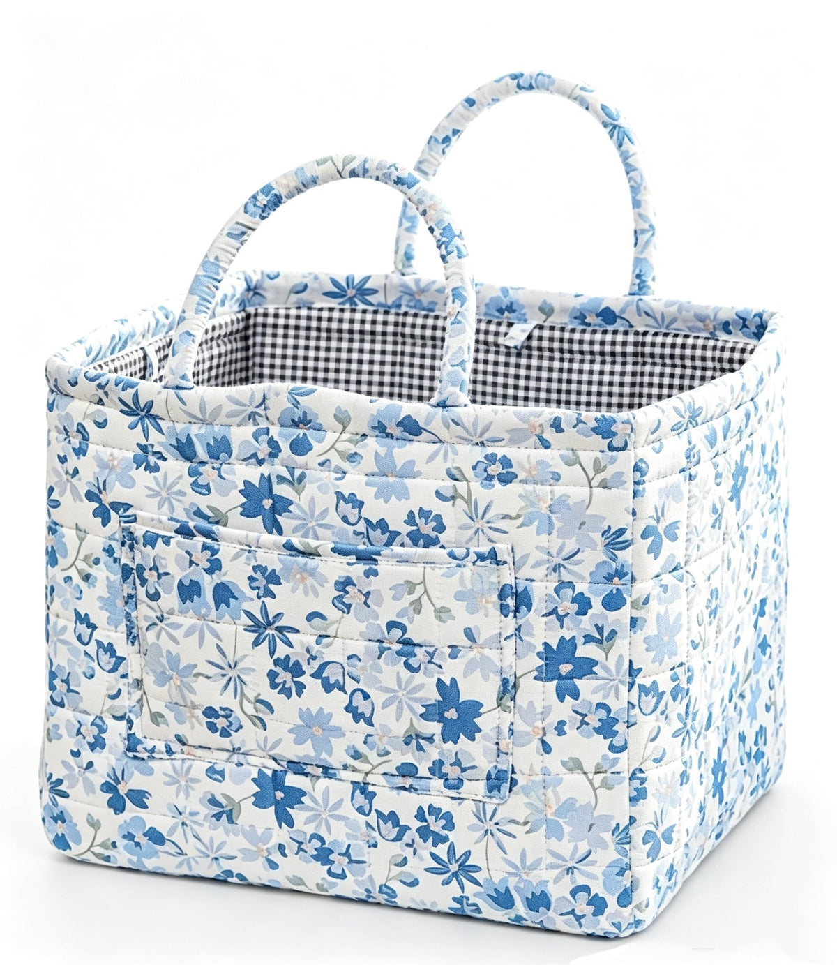 Storage Basket Boho Fabric Large Collapsible Floral Laundry Nursery Hamper Portable Folding Storage for Clothes Toys (Vine-Blue A)