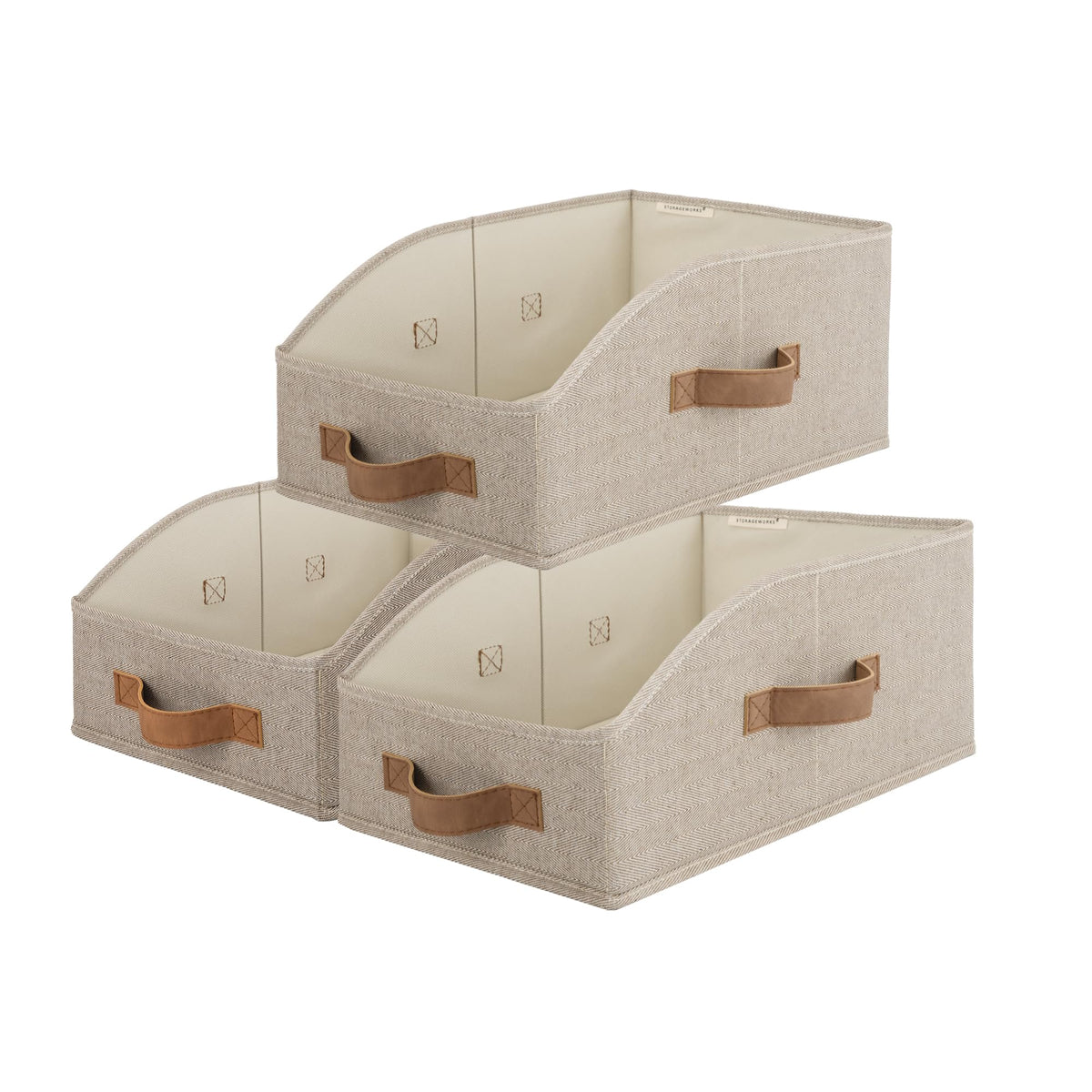 StorageWorks Closet Storage Bins Trapezoid, Beige, Small, 3-Pack