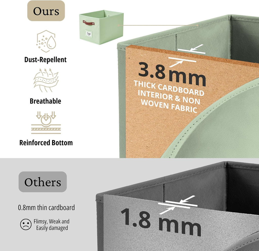 DECOMOMO Fabric Storage Bins, Storage Baskets for Shelves, Green, 4 Pack