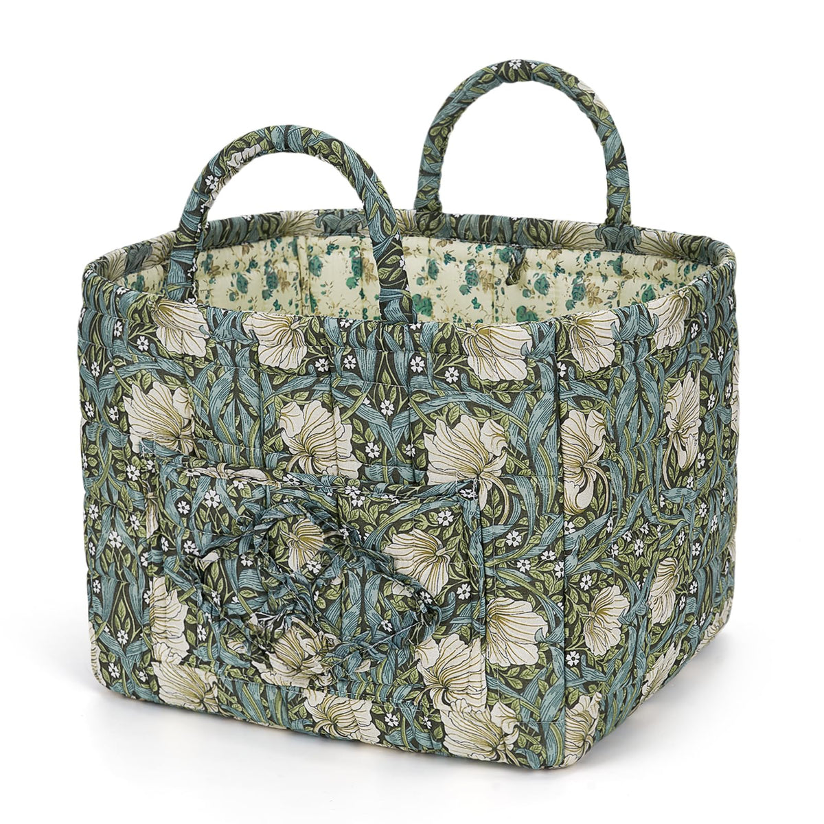 Floral Fabric Storage Basket Car Interior Storage Basket Underwear Sundries Laundry Baskets Supplies Home Organizer Bag (Red plaid)