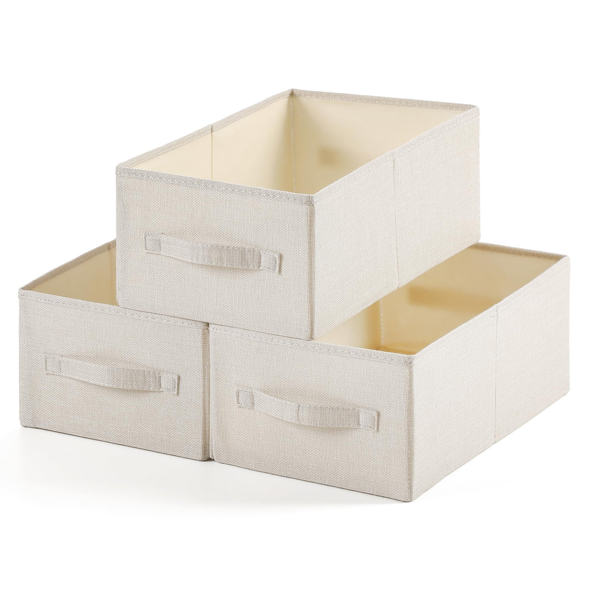 Linen Folding Storage Bins, 3 Pack Large Storage Baskets, Washable, Clothing Storage Bins with Handle, Closet Organizer for Storage Sweater,Sheets(dark grey, 18½"x11 x8½)