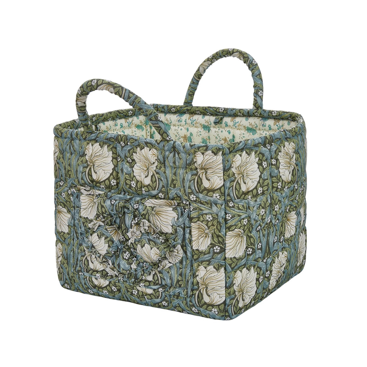 Car Storage Basket for Back Seat, Aesthetic Fabric Storage Basket for Clothes, Diapers & Toys, Multi-Purpose Quilted Basket - Boho Organizer Tote for Home, Travel & Picnic (E)