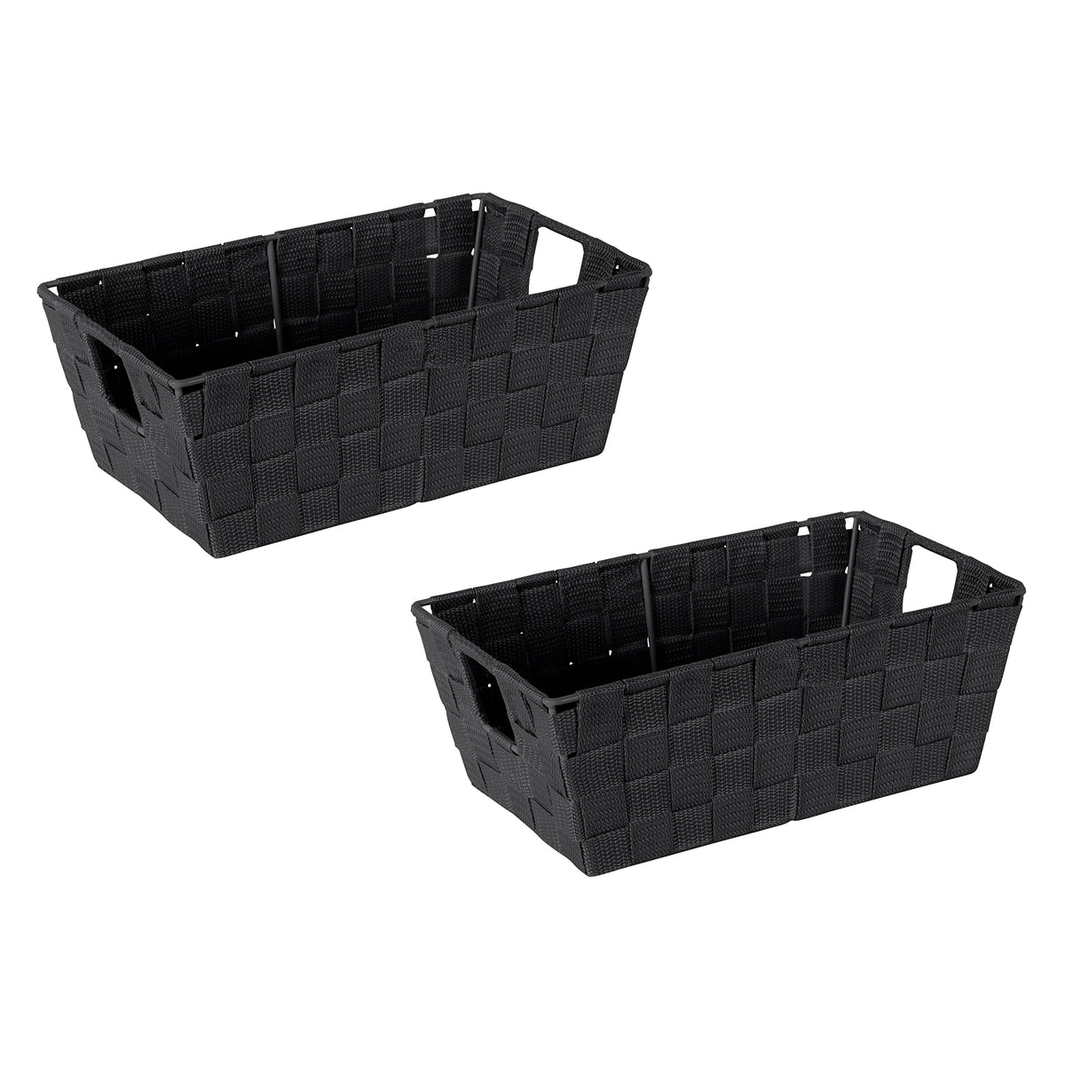 Simplify Medium Woven Strap Tote | Decorative Storage Basket | 2 Handles | Organization | Closet | Bedroom | Bathroom | Nursery | Accessories | Toys | Gifts | 1 Pack | Grey