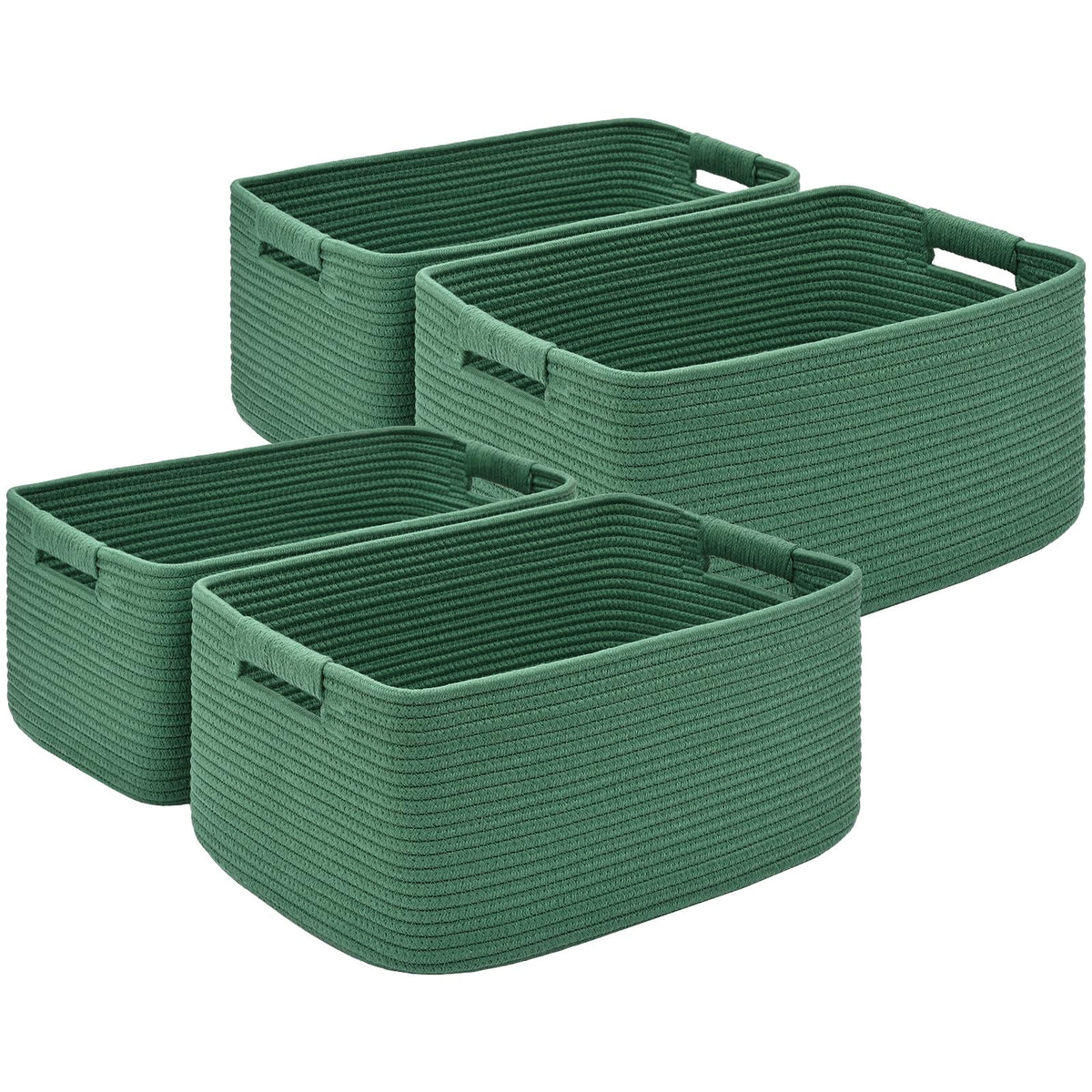 2 Pack Large Storage Basket for Organizing, 17.5"x13"x7" Woven Basket for Shelves, Closet Cube Storage Bins with Wrapped Handle, Cotton Rope Baskets for Kitchen, Clothes, Toys (Natural)