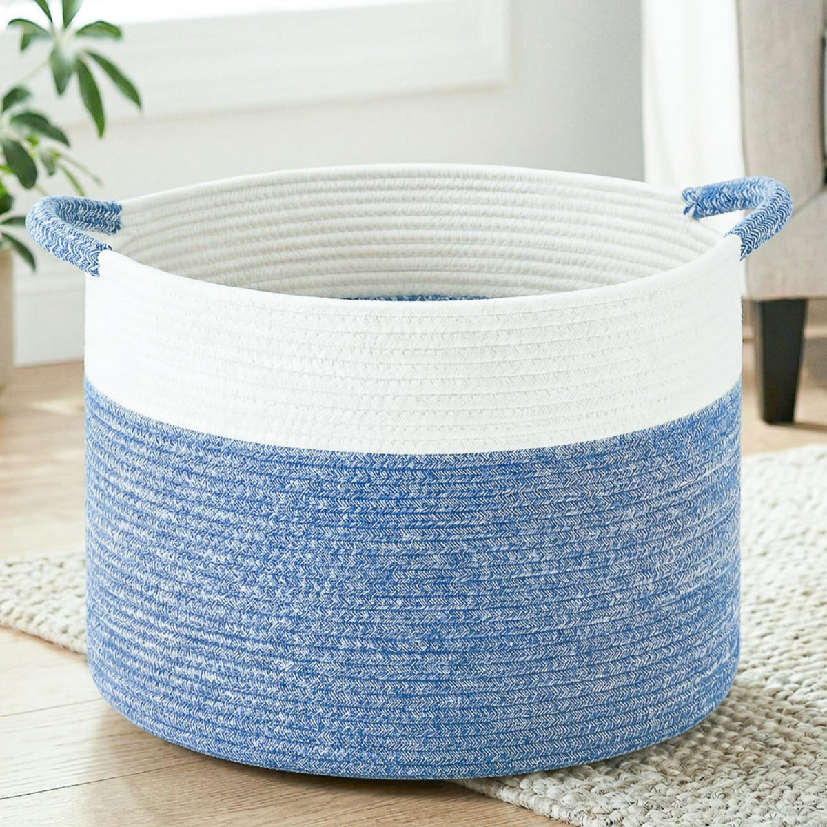 Artfeel 70L Large Cotton Rope Basket, Decorative Woven Blanket Storage for Living Room, Boho Toy Storage & Toy Box for Kids, Versatile Laundry Basket & Nursery Hamper for Blankets(Brown)