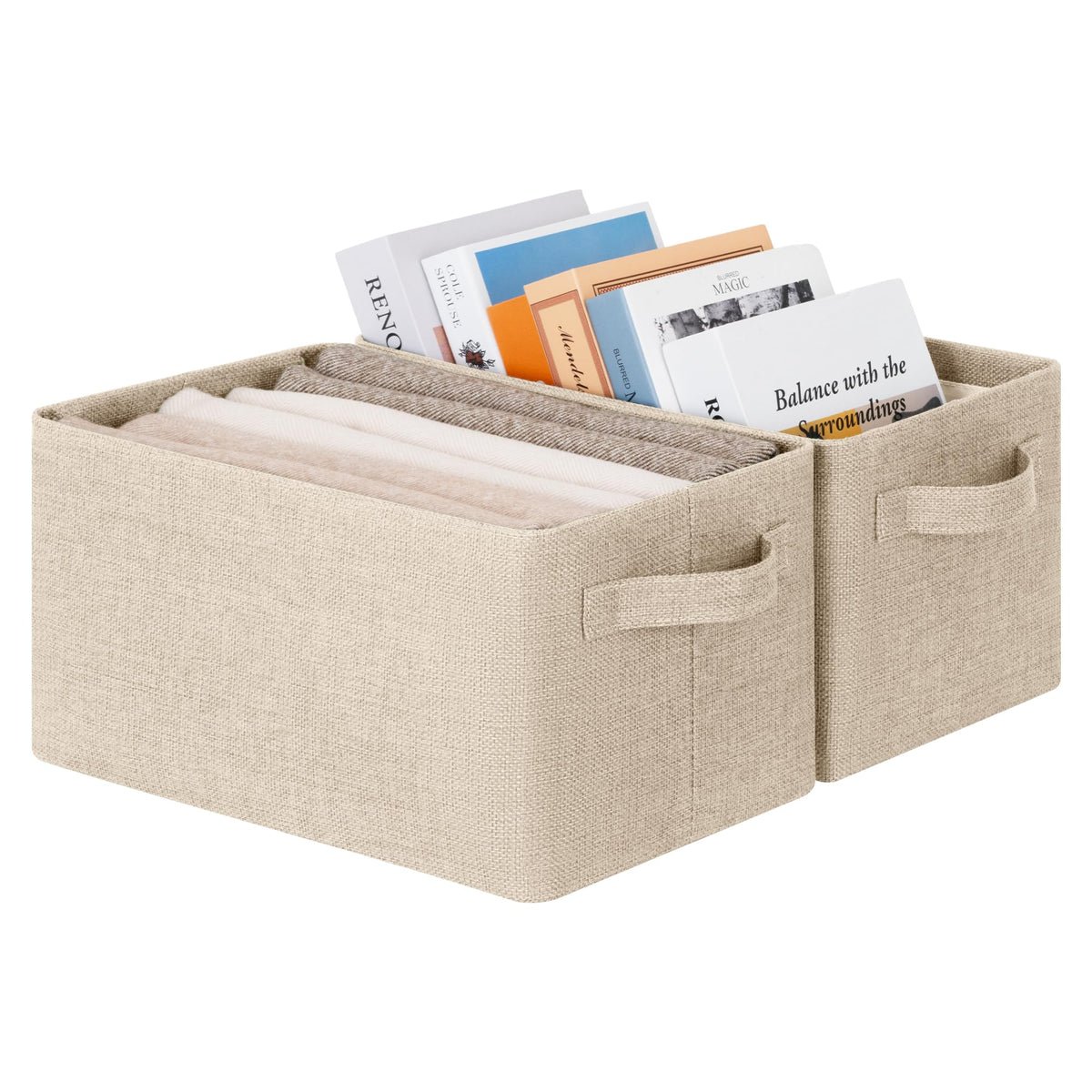 GRANNY SAYS Fabric Storage Bins, Storage Baskets, Beige, 2-Pack, 17"x13"x7"