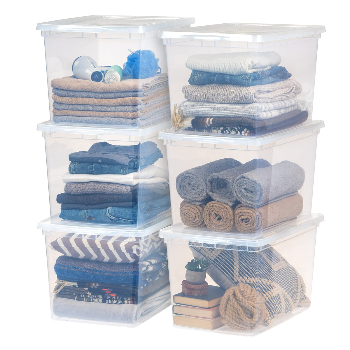 IRIS USA 12-Pack 15 Qt Storage Bins with Lids, Clear, Stackable