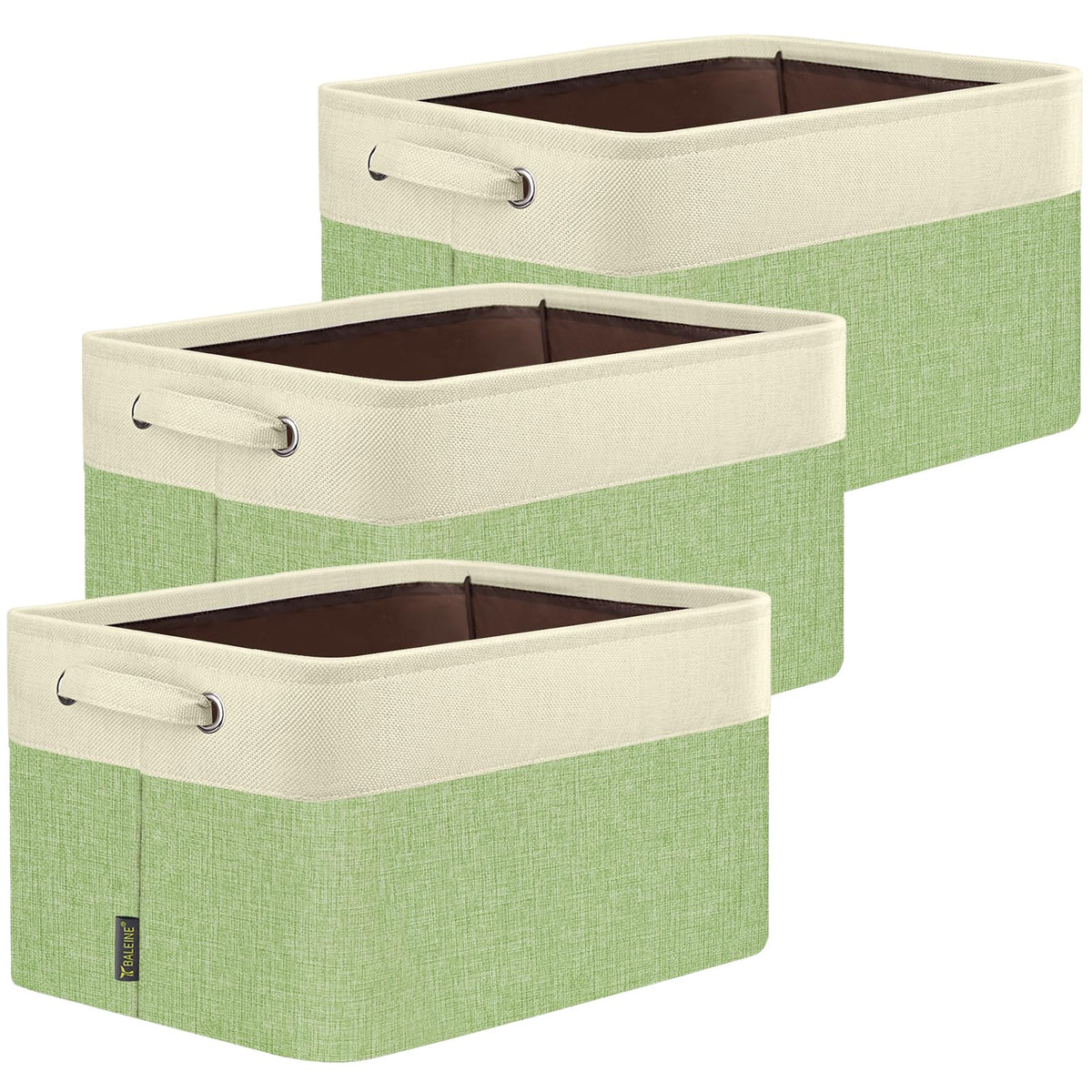 BALEINE 3 Pack Fabric Closet Storage Bins for Shelves, Linen Closet Organizers and Storage, Decorative Baskets for Organizing, Shelf, Clothes, Home, Office (Grey, 15"x11"x9.5")