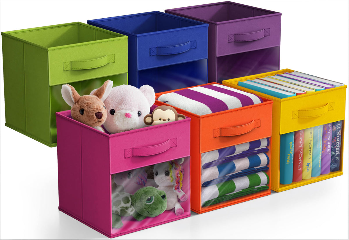 Sorbus 6-Pack Fabric Storage Cubes (11 Inch, Deep Rainbow)