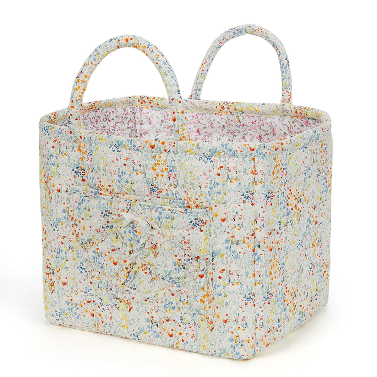 Floral Fabric Storage Basket Car Interior Storage Basket Underwear Sundries Laundry Baskets Supplies Home Organizer Bag (Red plaid)