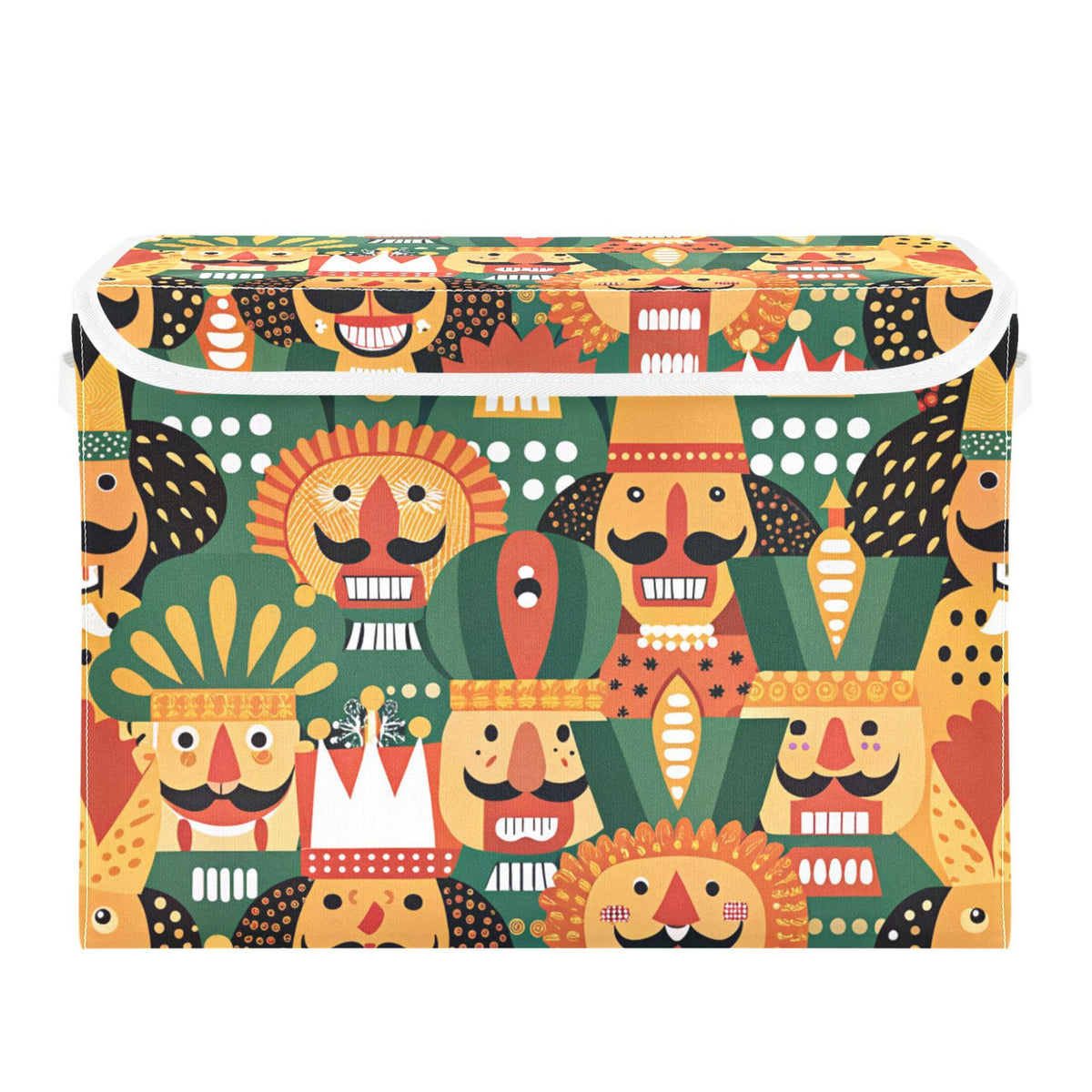 Vintage Colorful Herbs and Wild Flowers Floral Storage Bins with Lids and Carrying Handle,Foldable Storage Boxes Organizer Containers Baskets Cube with Cover for Home Bedroom Closet Office