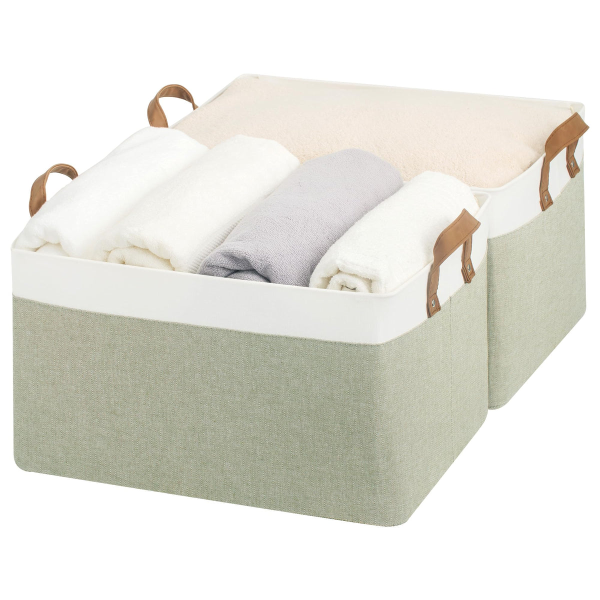 StorageWorks Linen Closet Organizers, Fabric Storage Bin, Beige, 2-Pack