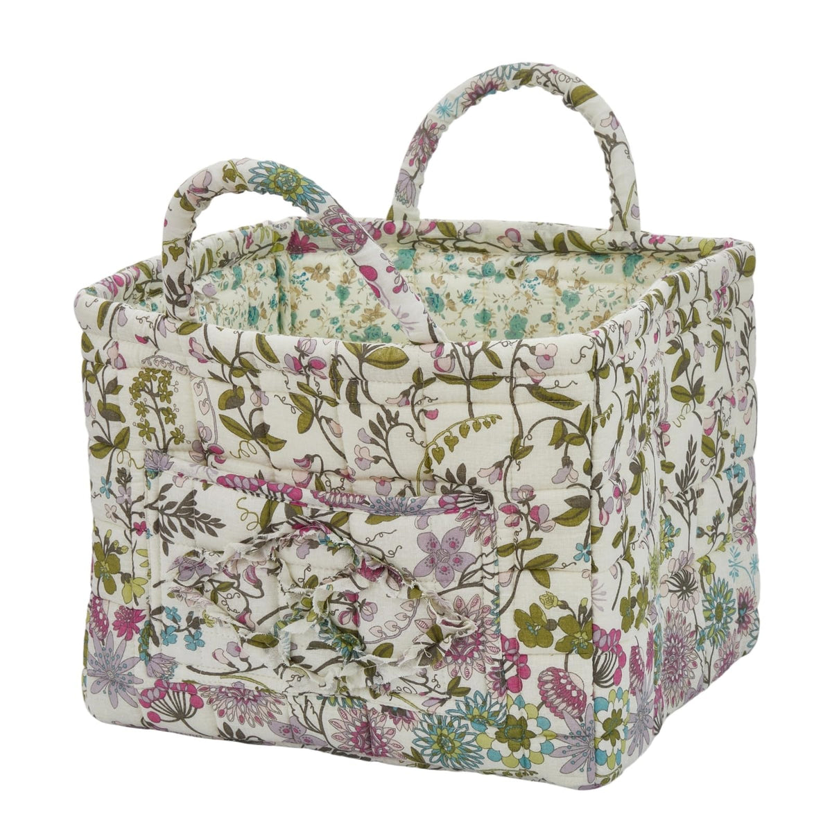 Boho Fabric Storage Basket, Large Capacity Laundry Basket, 12.2'' x 10.23'' x 10.23'' Collapsible Laundry Hamper with Easy Carry Handles (B Multi-Color 1, L)