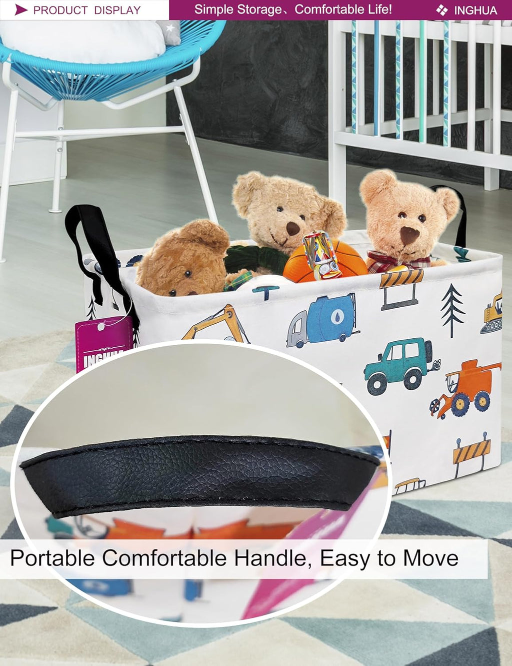 Rectangular Vehicles Storage Basket Fabric