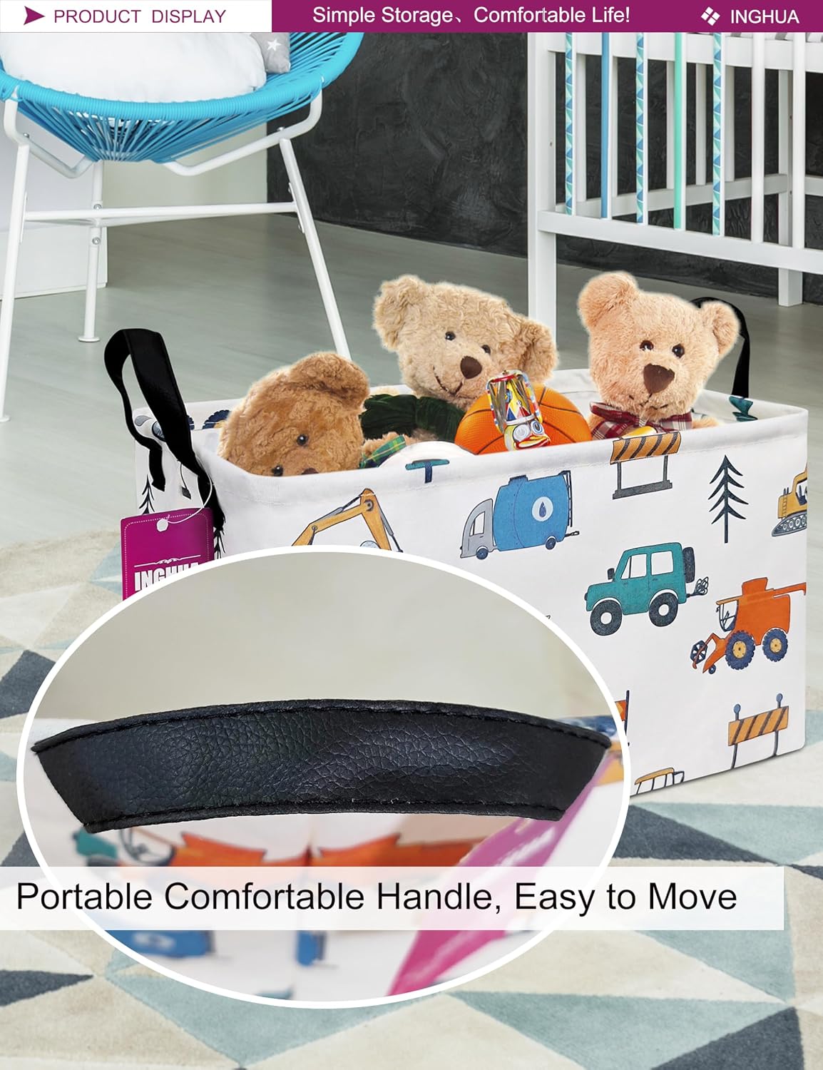 Rectangular Vehicles Storage Basket Fabric