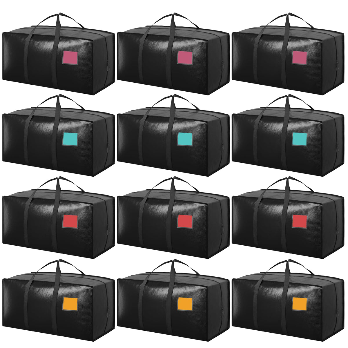 6 Pack Moving Bags Heavy Duty 210GSM with Full-Open Side Zipper, 93L 220lbs Waterproof Foldable Storage Totes for College Dorm Move-In, Moving Boxes Alternative & Home Organization, Blue