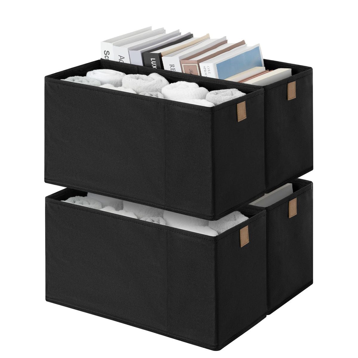 StorageWorks Narrow Closet Baskets, 6¼"Lx14¾Wx8¼H, 4-Pack, Brown&Beige