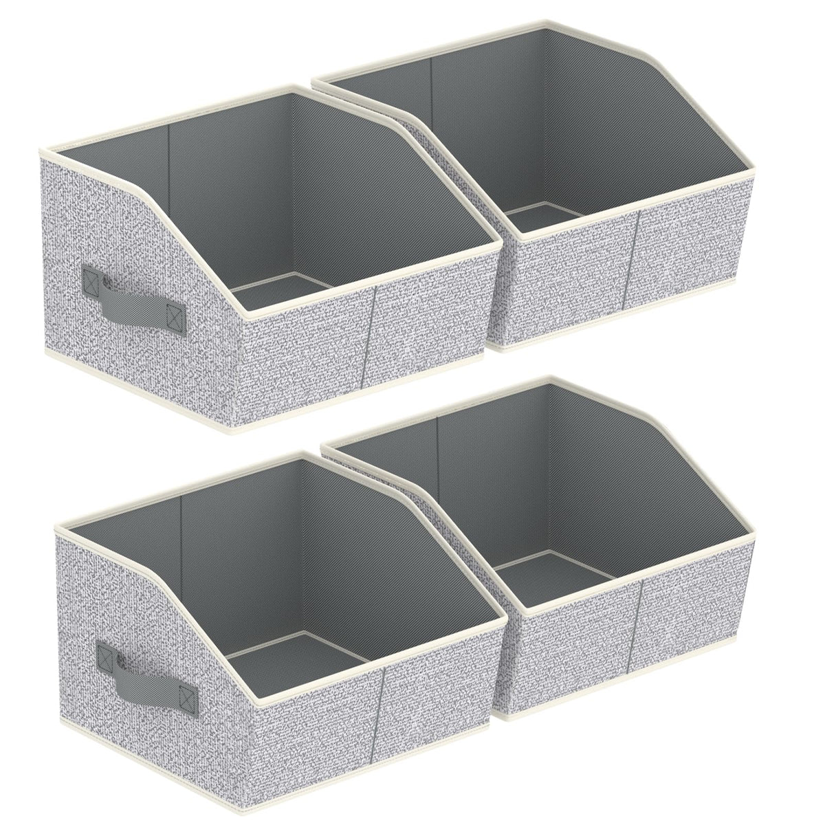 Homsorout Closet Organizers Bins 6 Packs - Large Closet Shelf Organizer with Handles, Fabric Trapezoid Storage Bins, Collapsible Storage Cubes for Clothes, Towels, Light Gray
