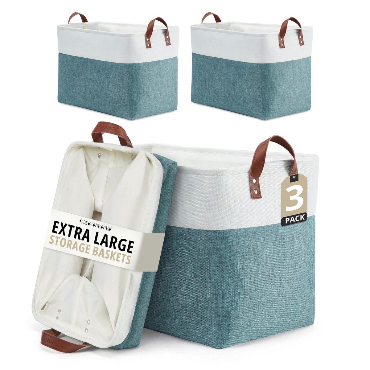 DECOMOMO Fabric Storage Bins, Extra Large Storage Baskets with Handles