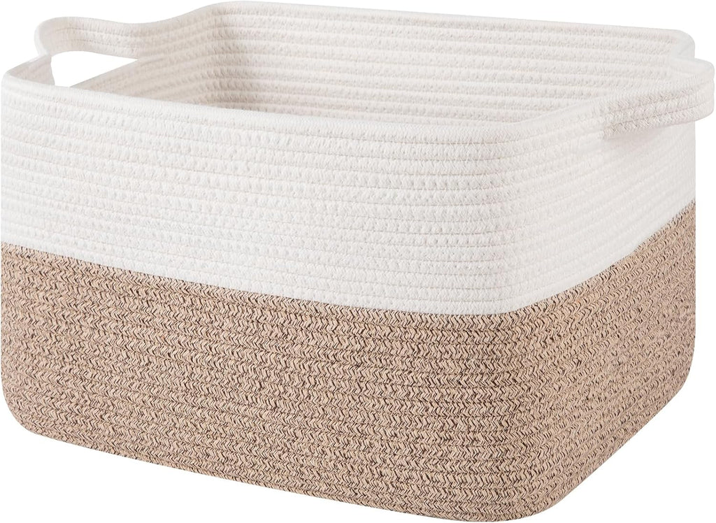 OIAHOMY 30L Woven Storage Basket for Shelves Baskets for Organizing Brown