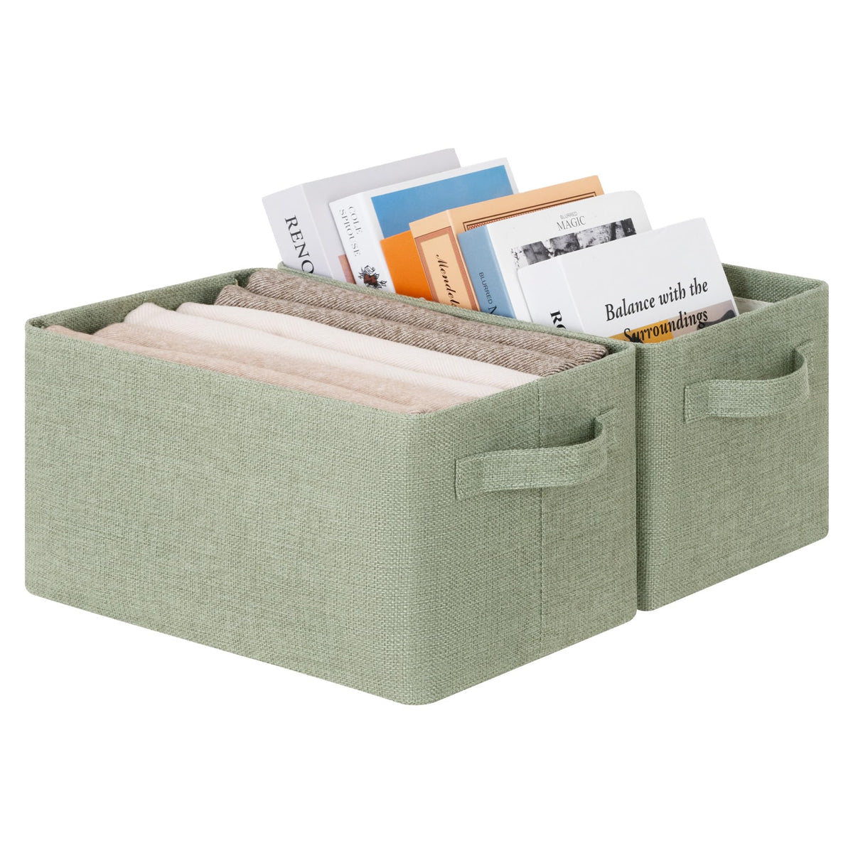 GRANNY SAYS Fabric Storage Bins, Storage Baskets, Beige, 2-Pack, 17"x13"x7"