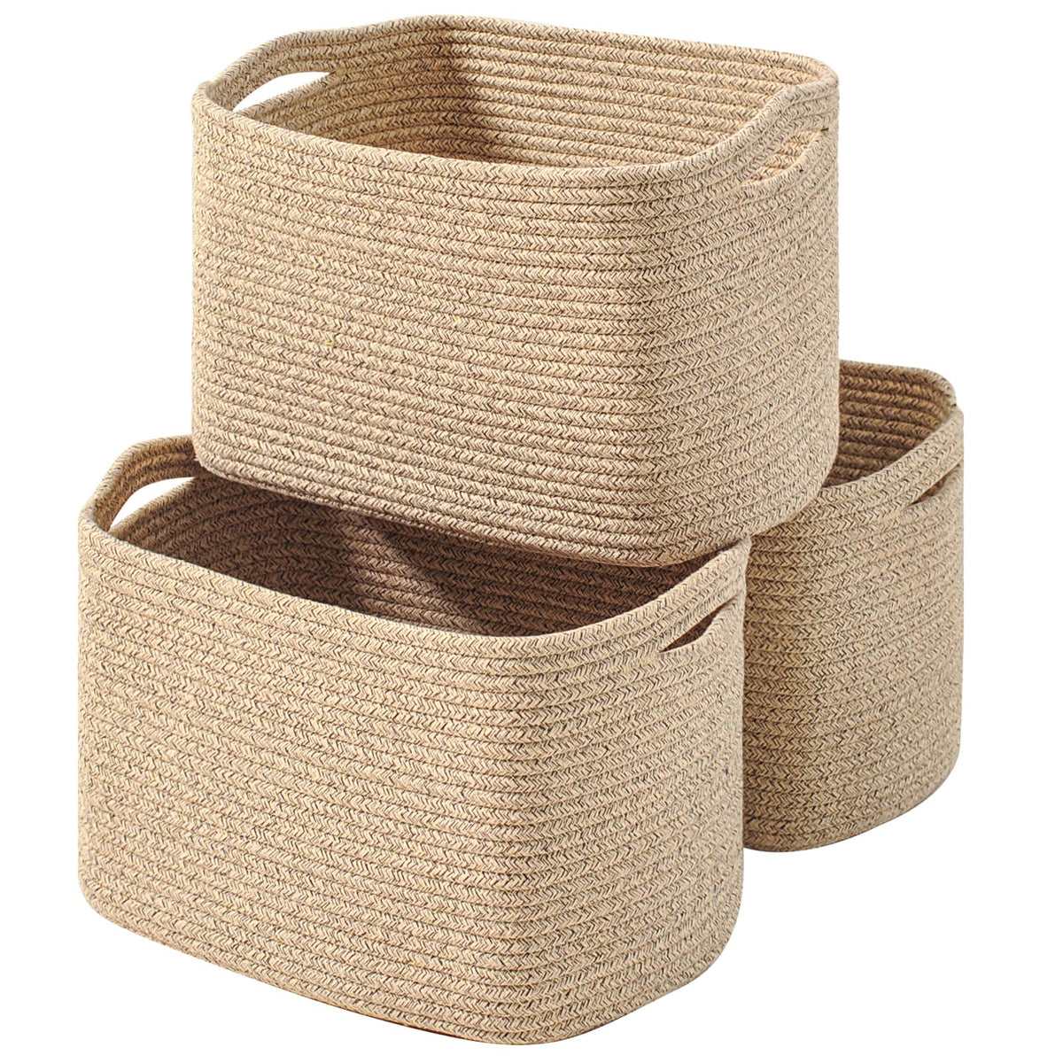 ICERZCZ Storage Baskets for Organizing Shelves 15x11x9.5 Off White 3 Packs