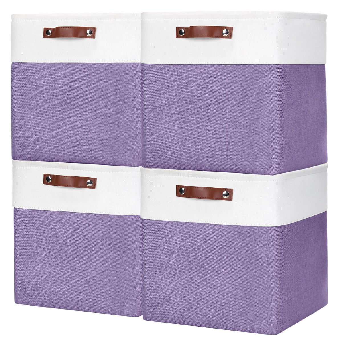 Bagnizer Storage Bins Large Fabric Storage Baskets for Shelves 3 Pack, Decorative Linen Closet Baskets with Handles for Organizing, Shelf, Clothes, Home, Office, 15x11x9.5Inches (Grey&White)