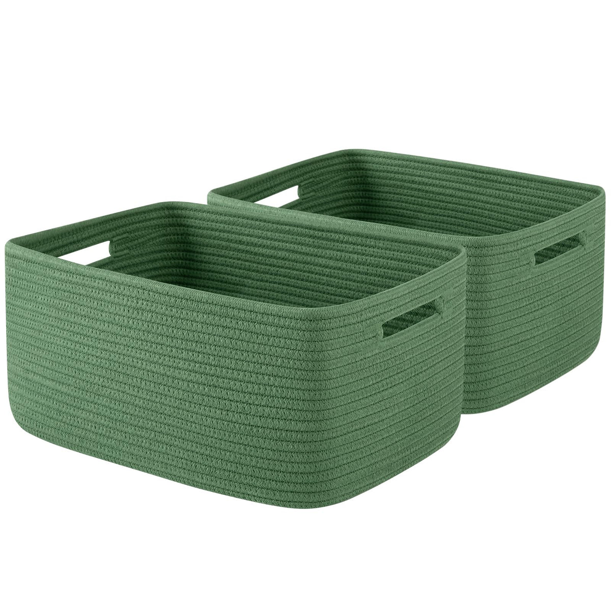 OIAHOMY Storage Basket for Shelves, Closet Cube Storage Bins Baskets for Clothes Blanket Towels, Baby Nursery, Toy Baskets Box, Woven Rope Basket, 15.75 * 11.81 * 7.09 IN, 2 Packs Brown