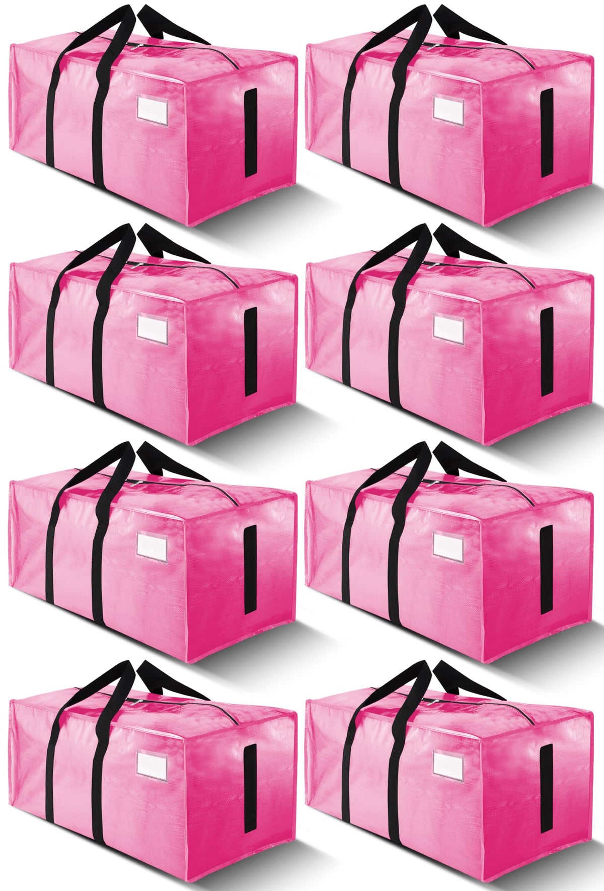 HOMESURE Supports 200lbs Heavy Duty Moving Bags - Strong Zipper & Wrap-Around Handles - Water-Resistant Storage Totes, Durable Alternative to Moving Boxes - 8 Pack - Semi-Transparent